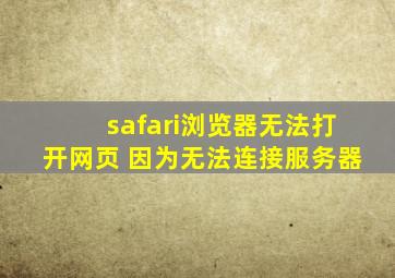 safari浏览器无法打开网页 因为无法连接服务器